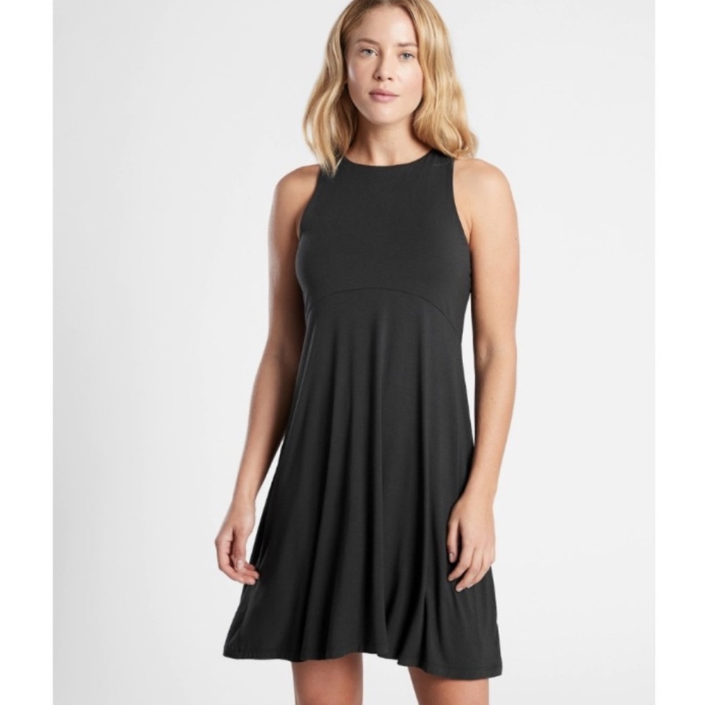 Athleta Black Sleeveless A-Line Dress NWT lightweight